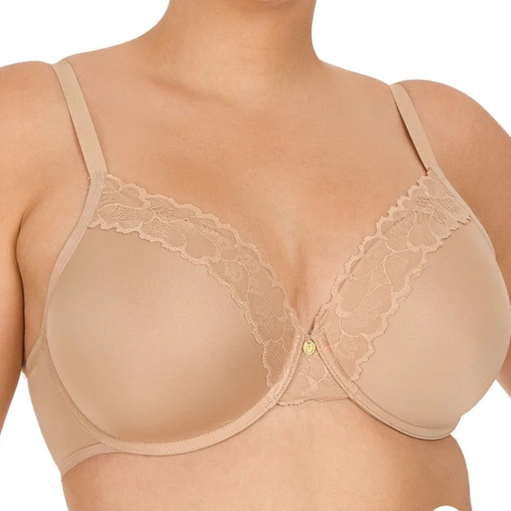 Natori Hidden Glamour Underwire Contour Bra Nude Beige Lace T-Shirt Bra 34DDD